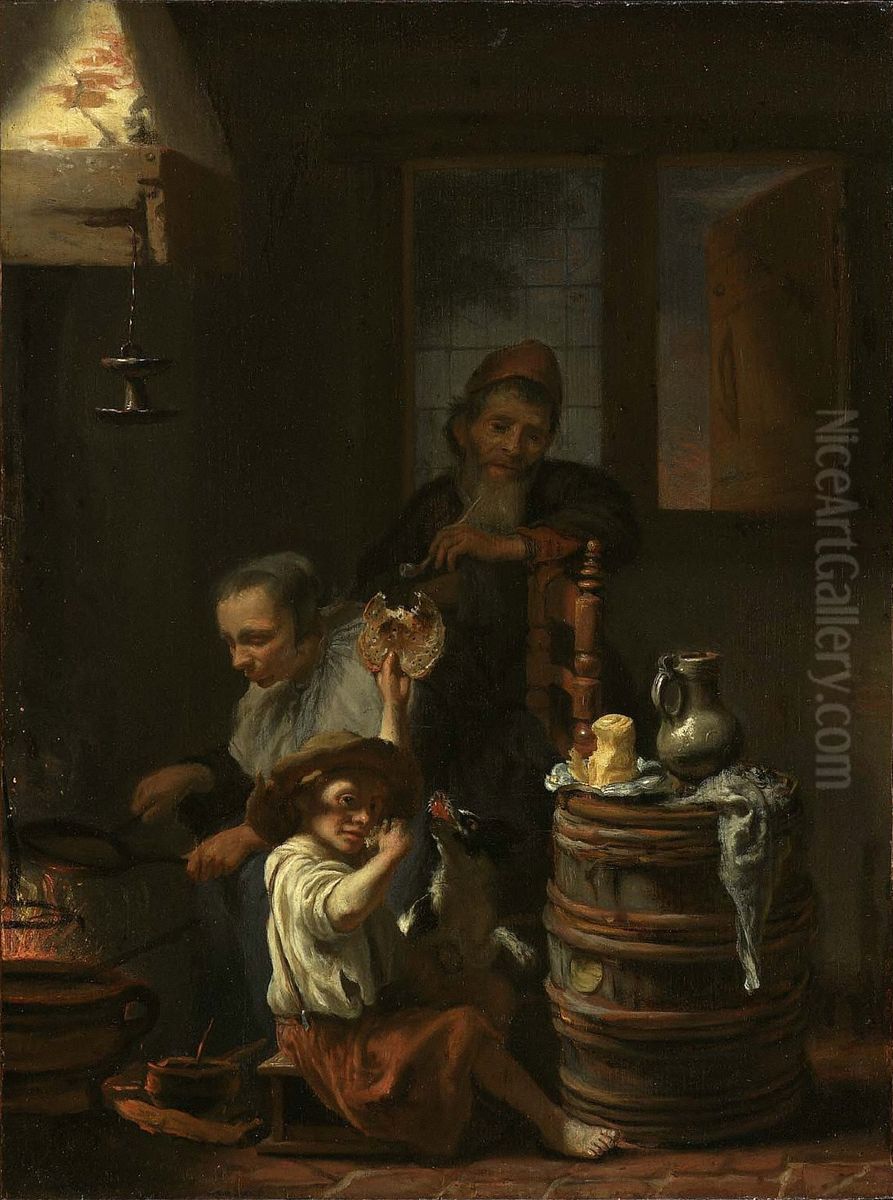 Pancake Maker Oil Painting by Justus De Gelder