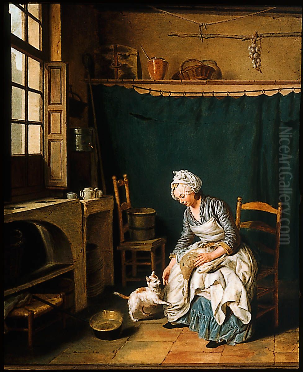 Servant Girl Plucking a Chicken Oil Painting by Nicolas Bernard Lepicie