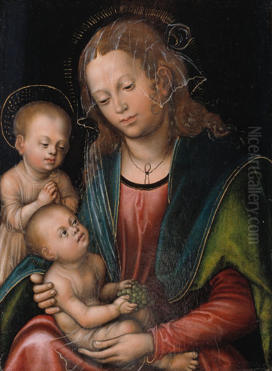 Virgin and Child adored by the infant St John Oil Painting by Lucas Cranach the Elder