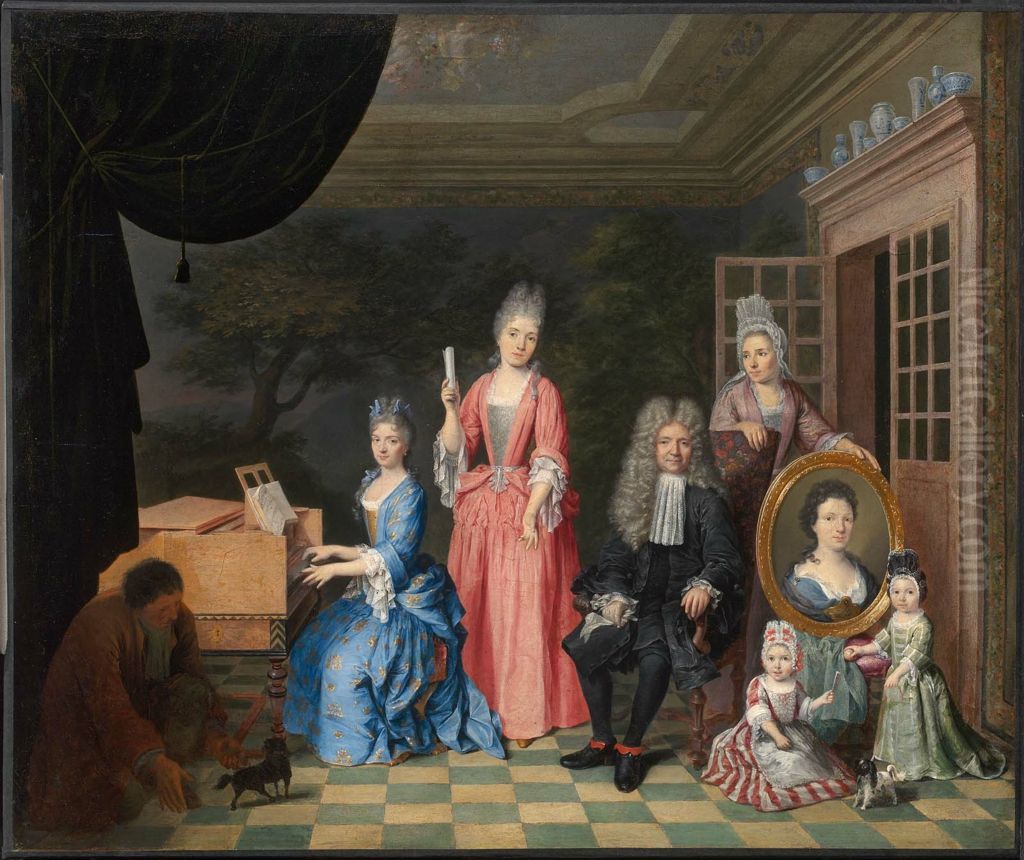 Portrait of a Family in an Interior Oil Painting by Nicolaes van Haeften