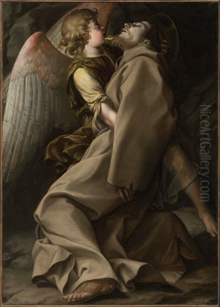 St. Francis Supported by an Angel Oil Painting by Orazio Gentileschi