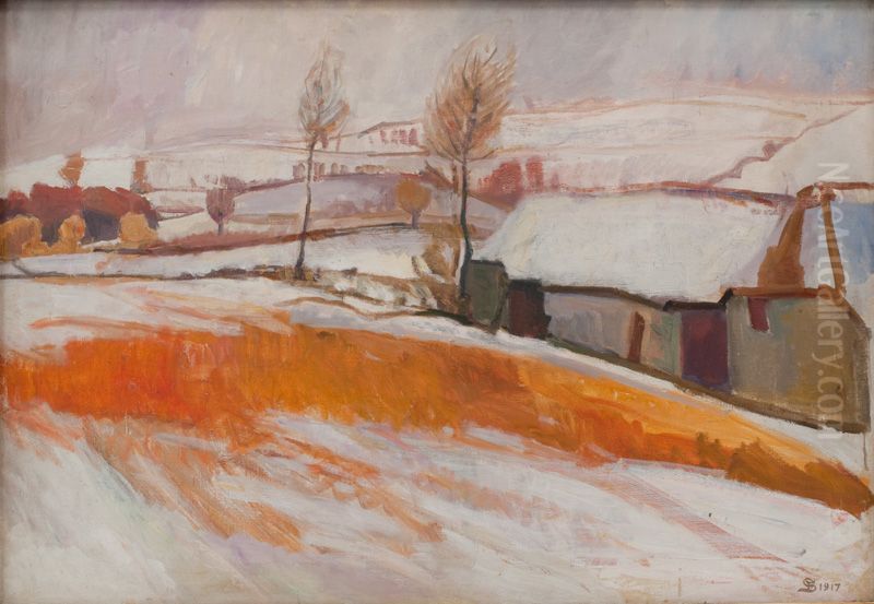 Over Kaerby Bakke. Vinter Oil Painting by Fritz Syberg