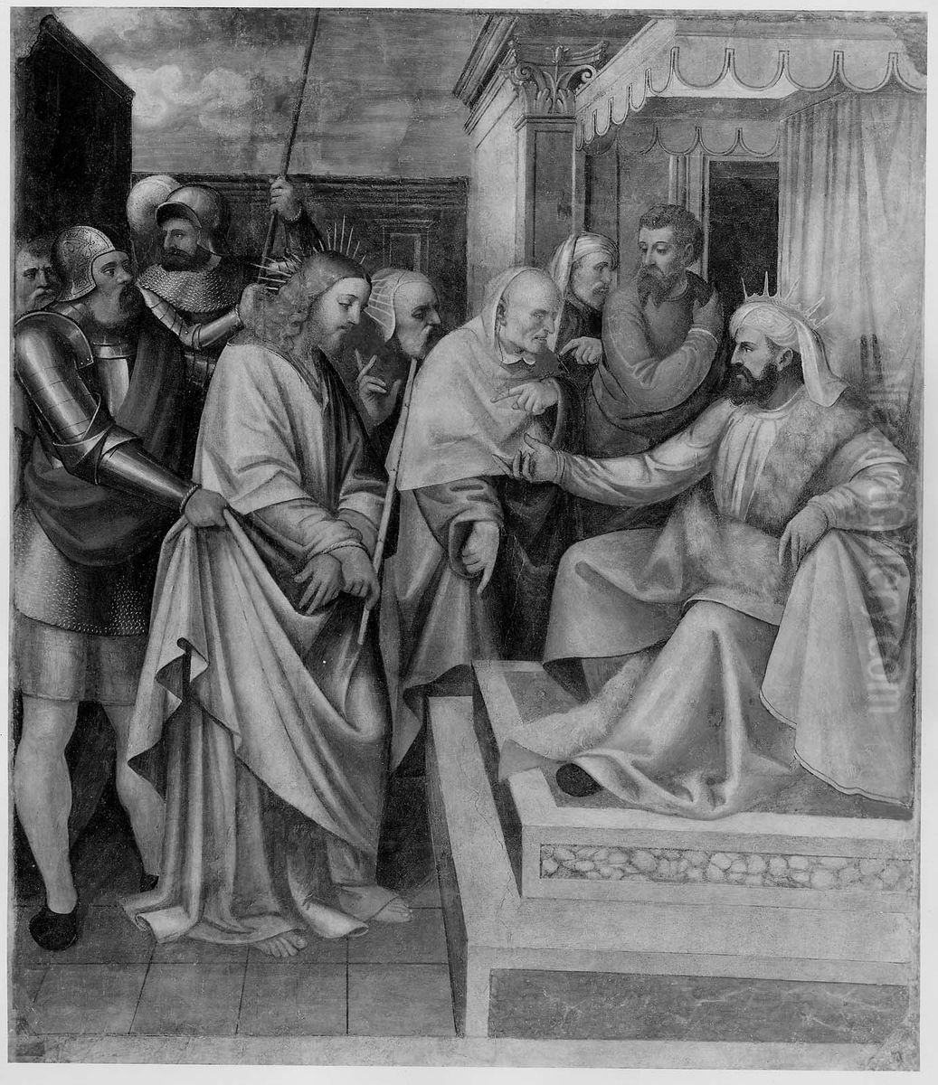Christ before Caiaphas Oil Painting by Paolo da Caylina il Giovane