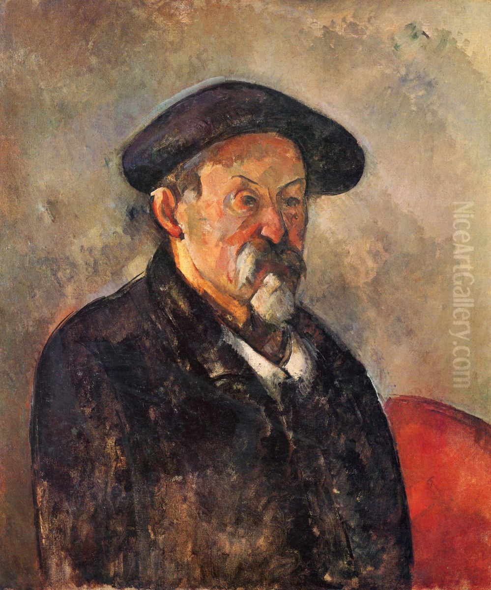 Selbstportrat mit Barett Oil Painting by Paul Cezanne