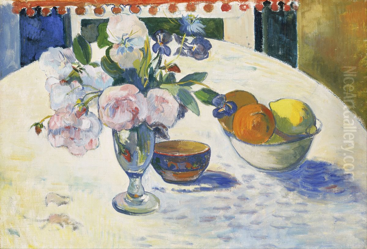 Fleurs. Iris bleu, oranges et citron Oil Painting by Paul Gauguin
