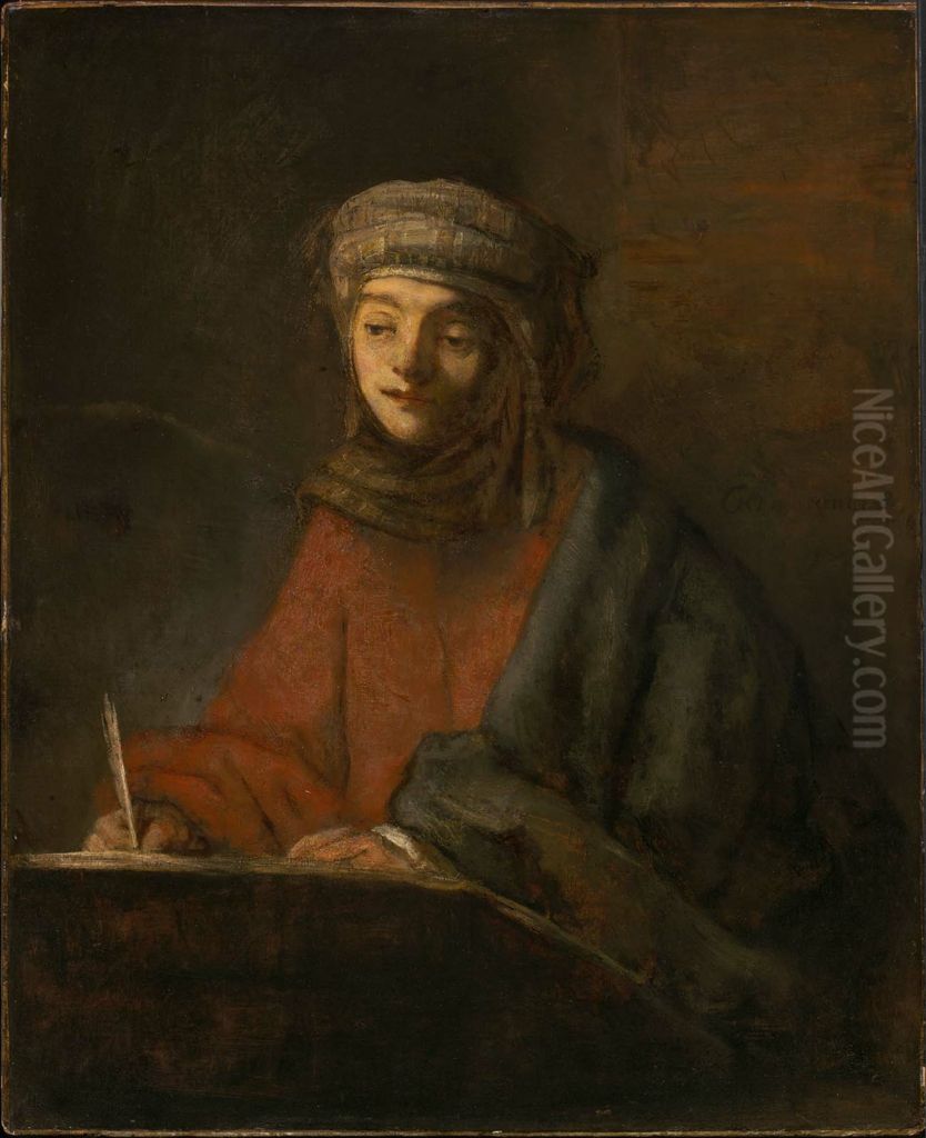 Evangelist Writing Oil Painting by Rembrandt