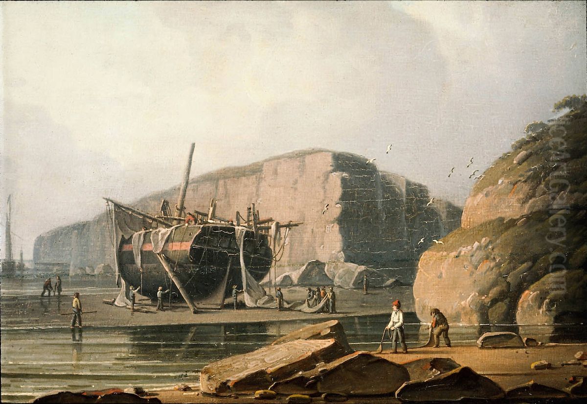 Ship Aground Oil Painting by Robert Salmon