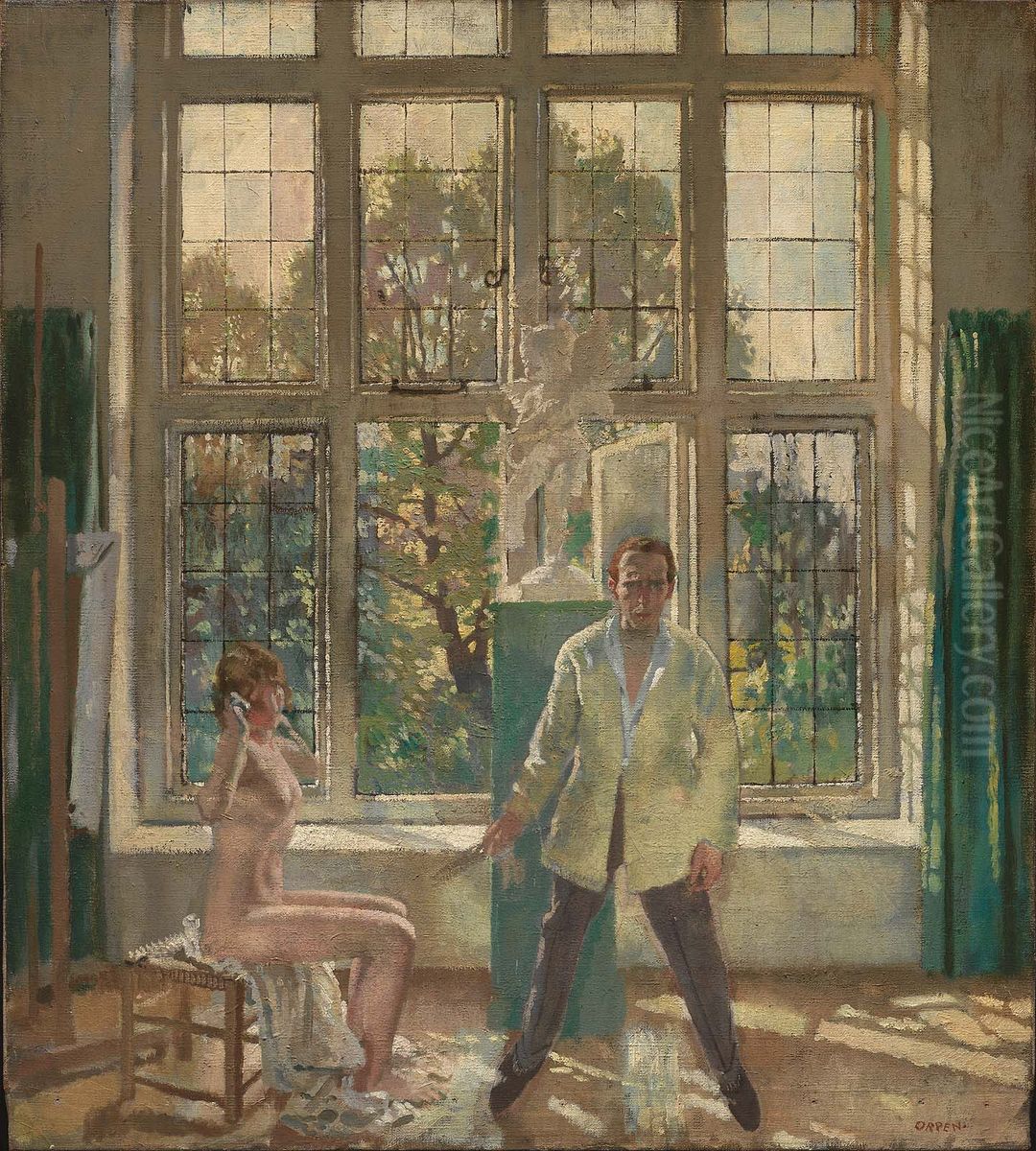 Summer Afternoon (Artist in his Studio with a Model) Oil Painting by William Orpen