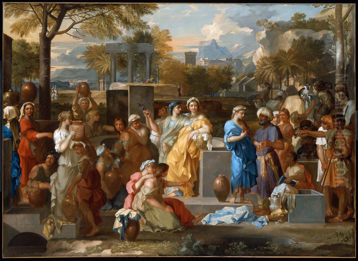 Rebecca and Eleazar Oil Painting by Sebastien Bourdon