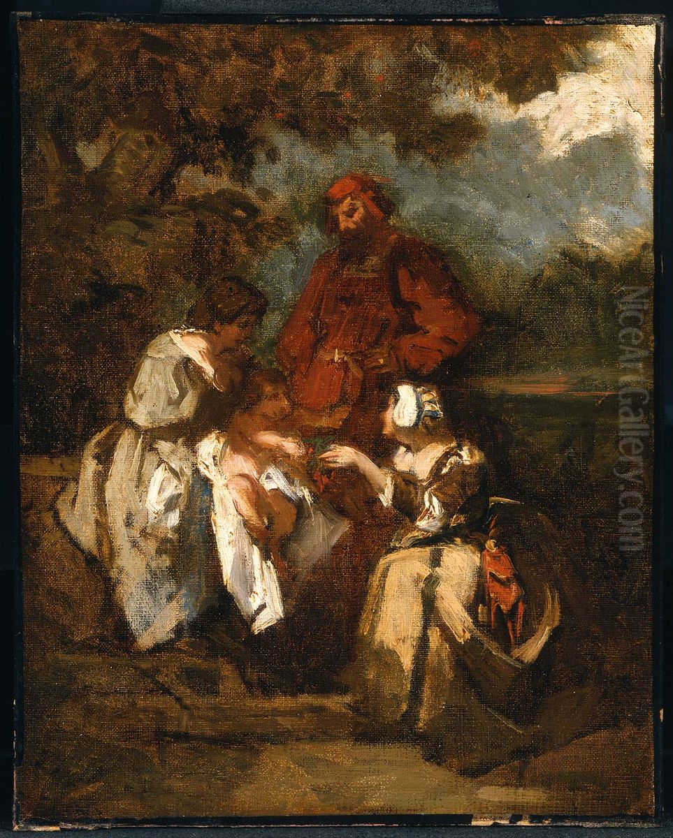 Family Group Oil Painting by Thomas Couture