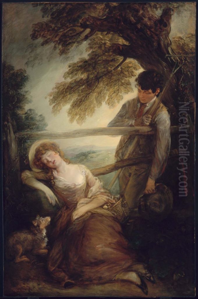 Haymaker and Sleeping Girl Oil Painting by Thomas Gainsborough