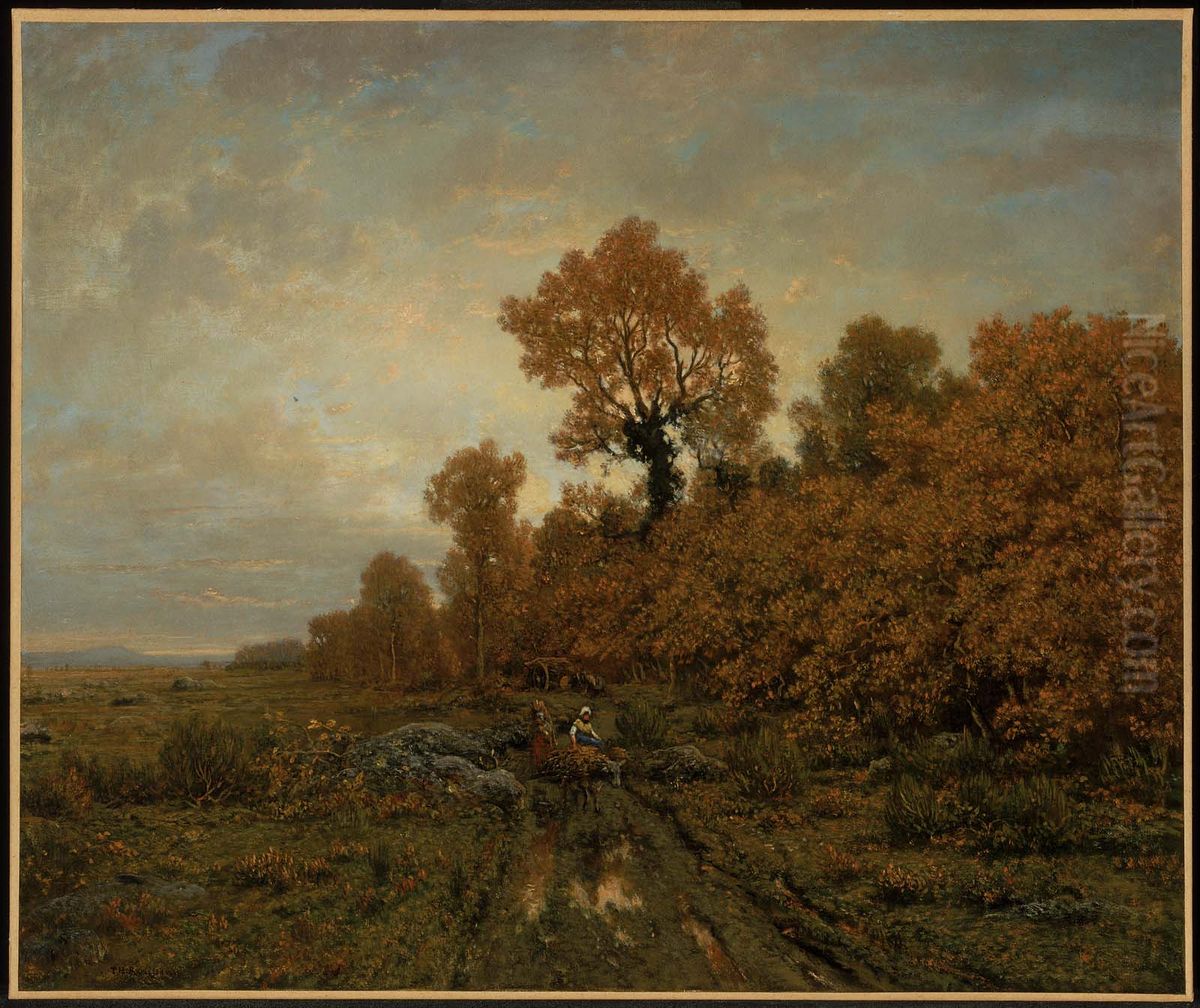 Edge of the Woods (Plain of Barbizon near Fontainebleau) Oil Painting by Theodore Rousseau