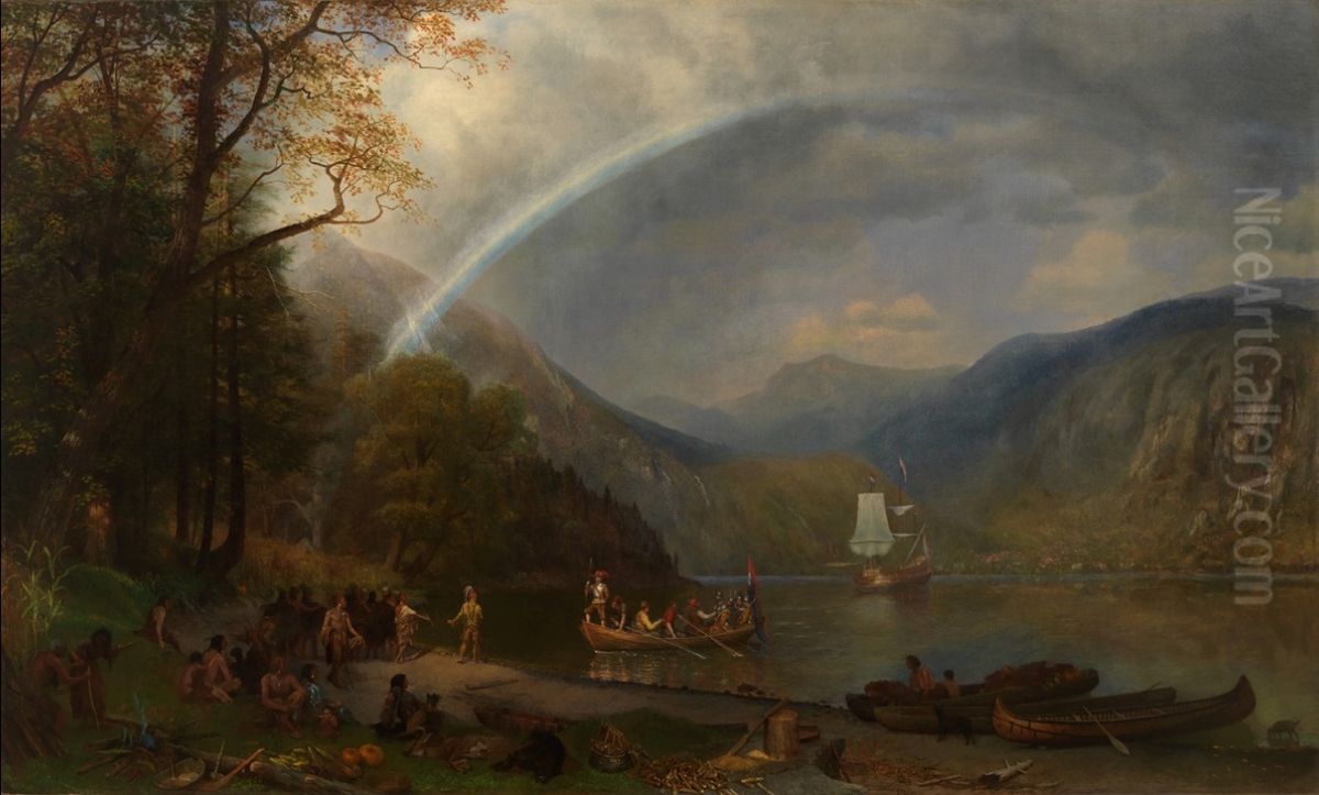 Discovery of the Hudson River Oil Painting by Albert Bierstadt
