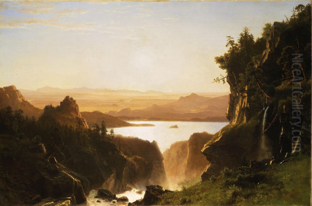 Island Lake, Wind River Range, Wyoming Oil Painting by Albert Bierstadt