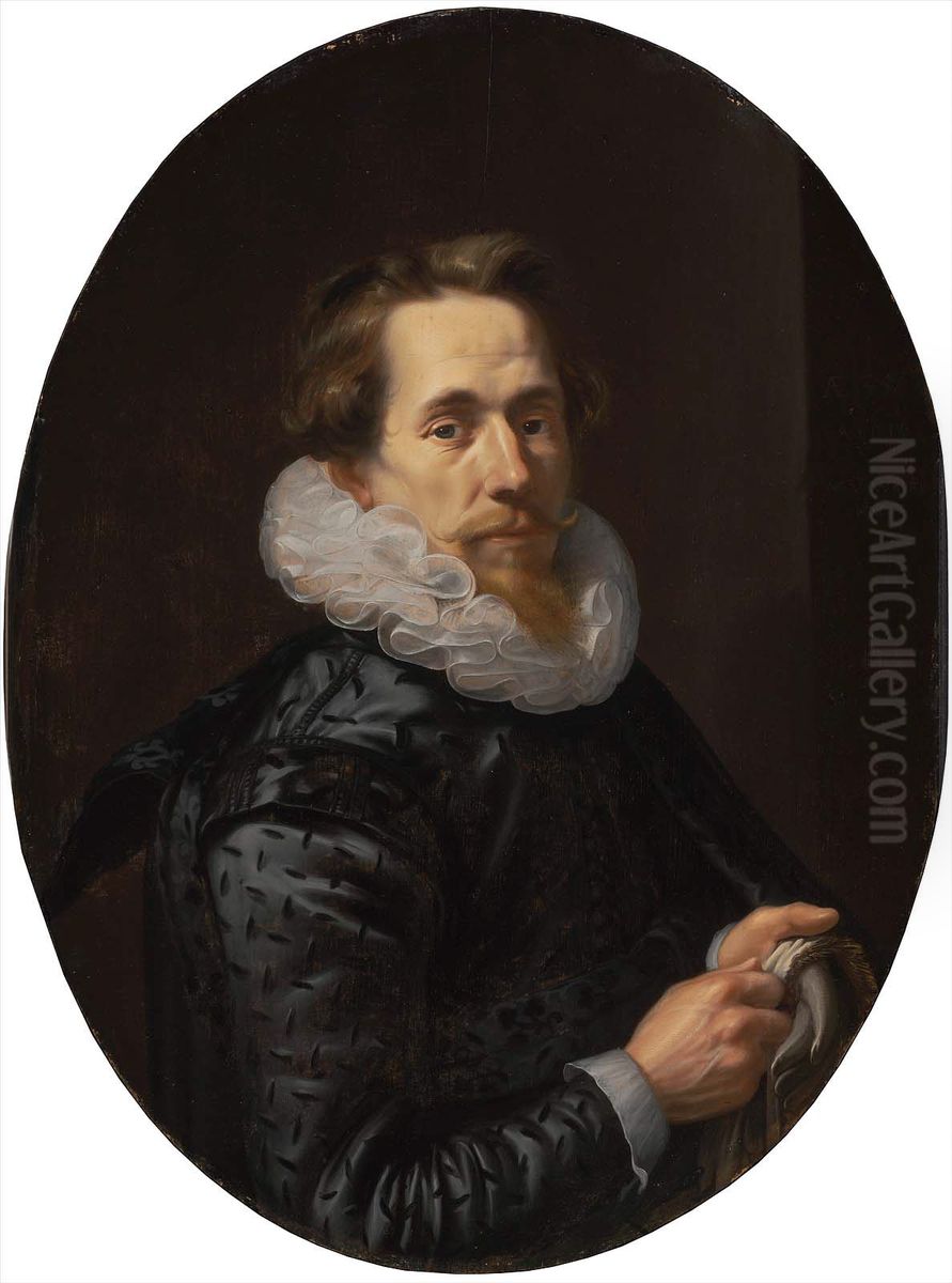 Portrait of a Man with a Ruff Oil Painting by Werner van den Valckert