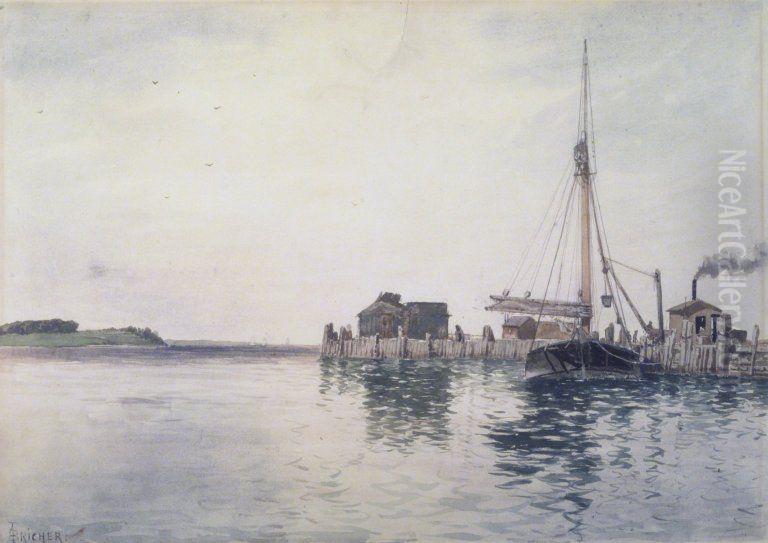 Harbor Oil Painting by Alfred Thompson Bricher
