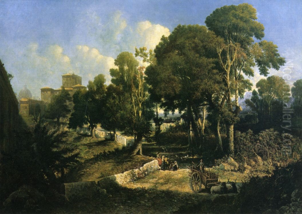 Effect near Noon Along the Appian Way Oil Painting by George Loring Brown