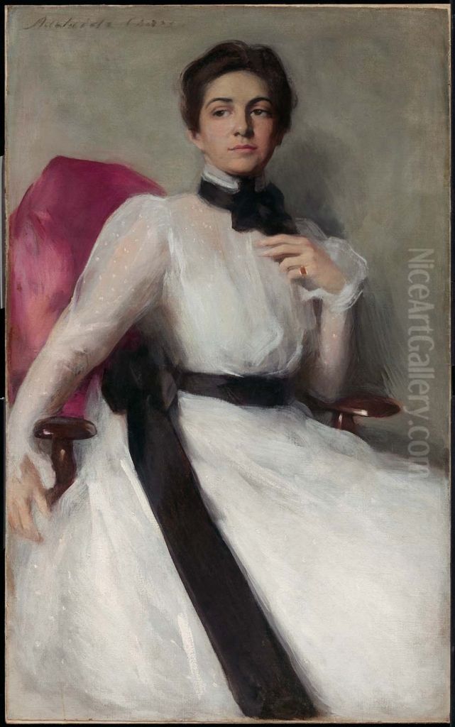 Elizabeth Lawrence Fiske (Mrs. George Hitchcock) Oil Painting by Adelaide Cole Chase