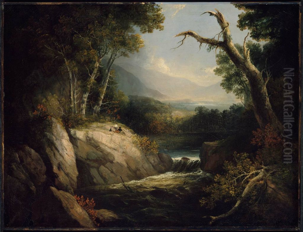 Lakes and Mountains Oil Painting by Alvan Fisher