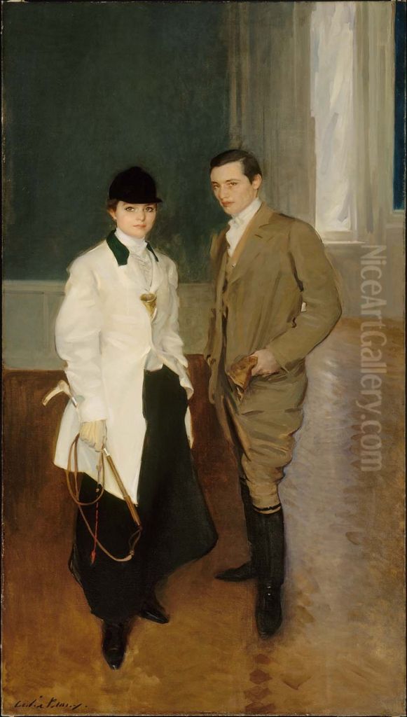 Charles Sumner Bird and His Sister Edith Bird (Mrs. Robert Bass) Oil Painting by Cecilia Beaux