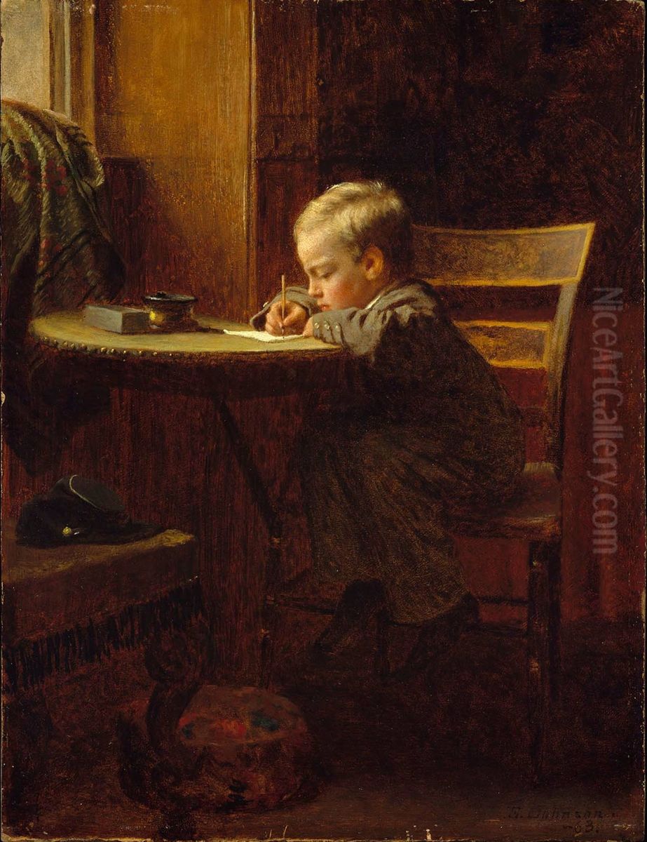 Writing to Father Oil Painting by Eastman Johnson