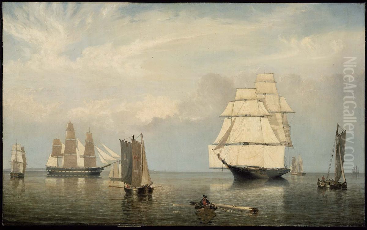 Salem Harbor Oil Painting by Fitz Henry Lane