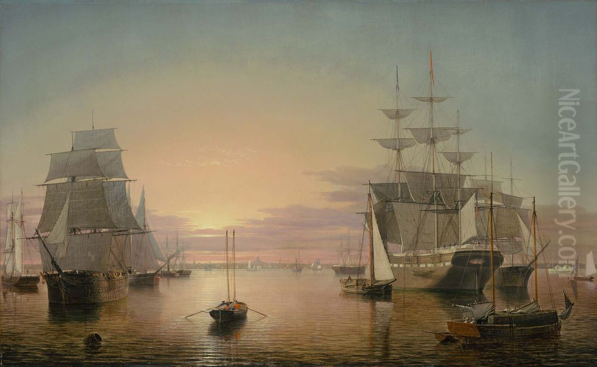 Boston Harbor Oil Painting by Fitz Henry Lane