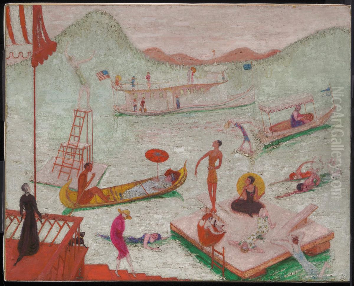 Lake Placid Oil Painting by Florine Stettheimer
