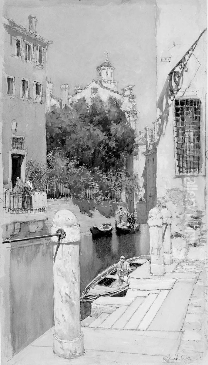 Canal Scene Oil Painting by Francis Hopkinson Smith