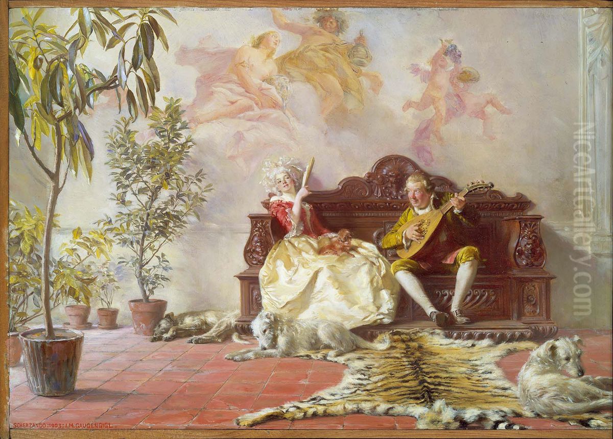 Scherzando Oil Painting by Ignaz Gaugengigl