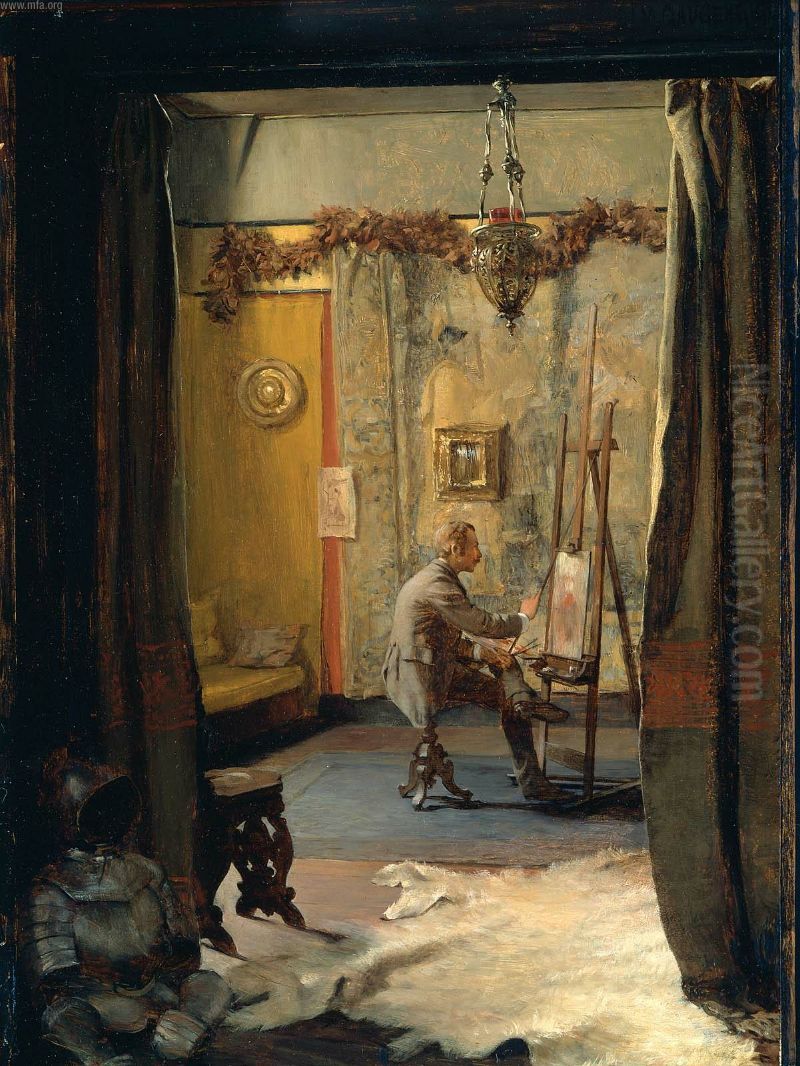 His studio, Selfportrait Oil Painting by Ignaz Gaugengigl