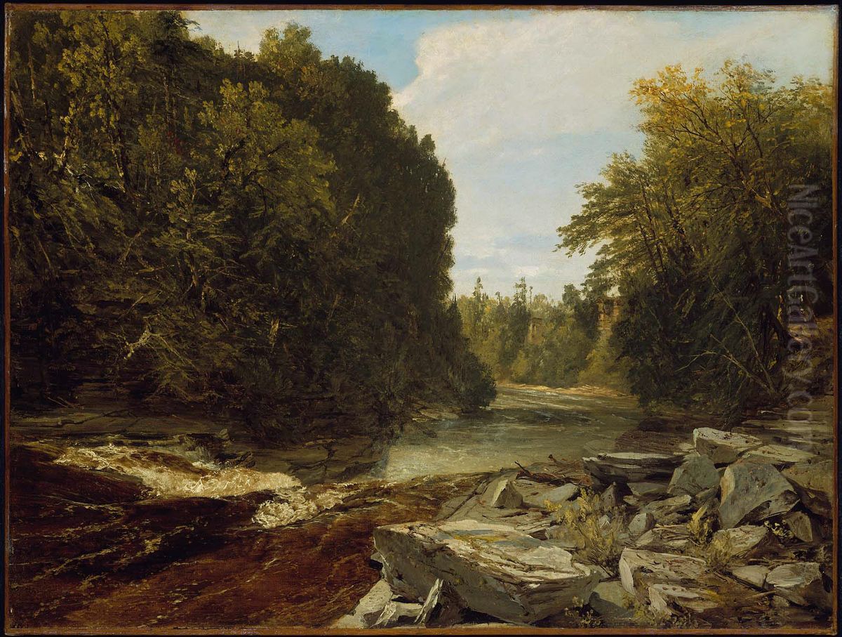 Trenton Falls, New York Oil Painting by John Frederick Kensett