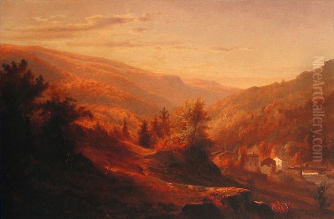 Catskill Clove Oil Painting by Johann Hermann Carmiencke