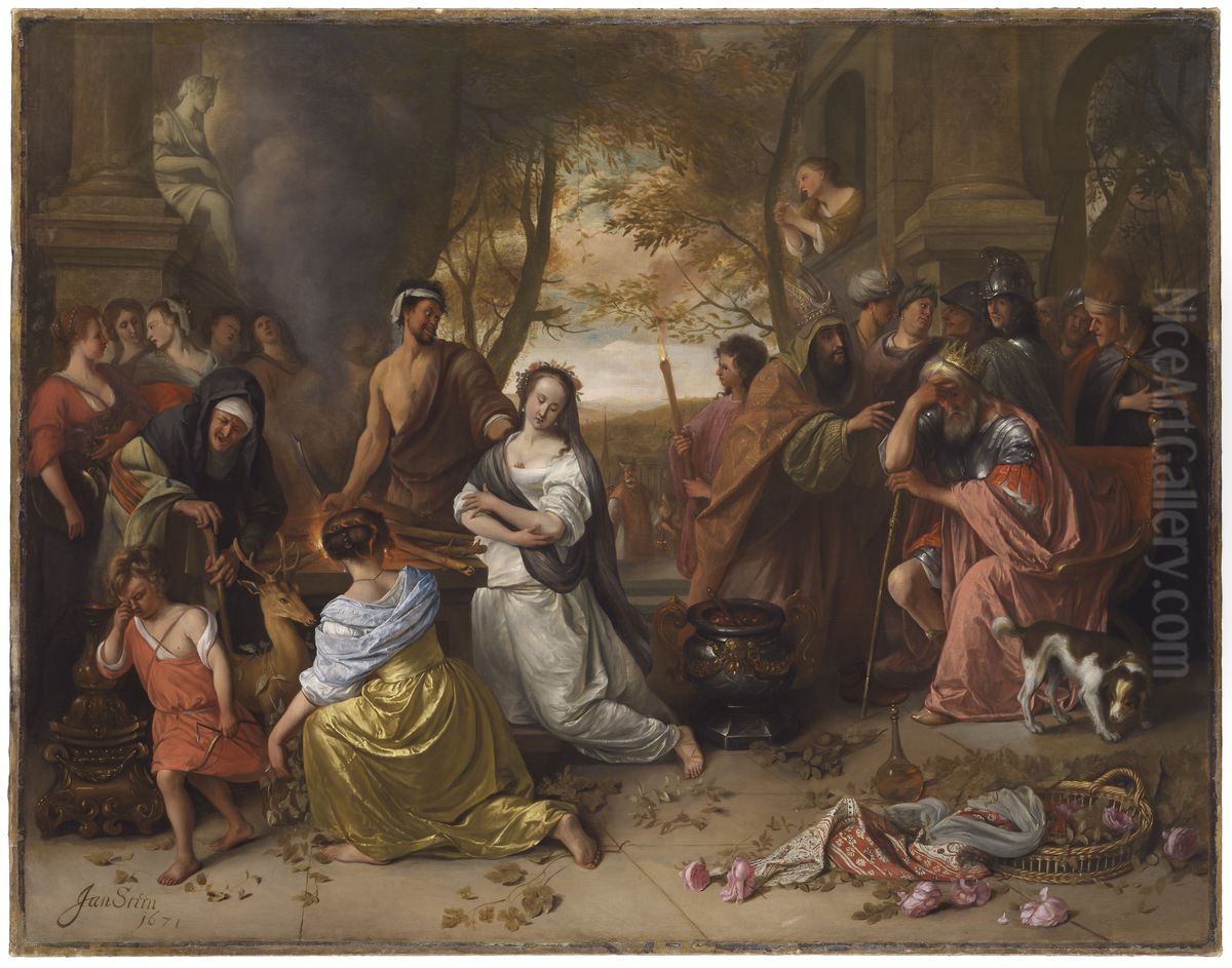 Grosse Bibelszene (Opferung der Iphigenie) Oil Painting by Jan Steen