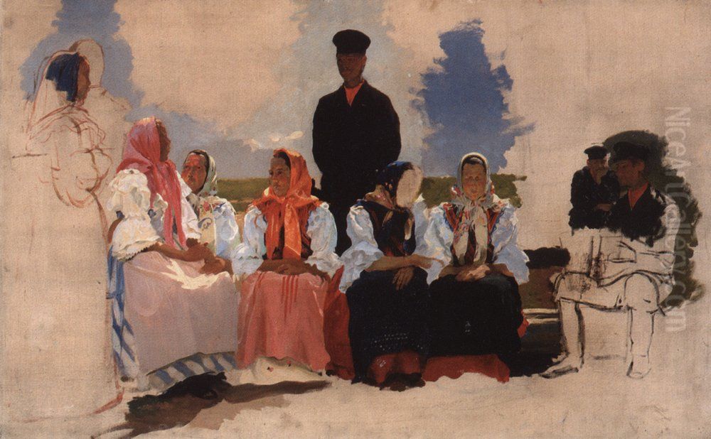 Sonntag in der Gemeinde Oil Painting by Andrei Petrovich Ryabushkin
