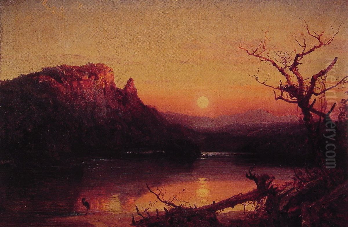 Sunset Eagle Cliff Oil Painting by Jasper Francis Cropsey