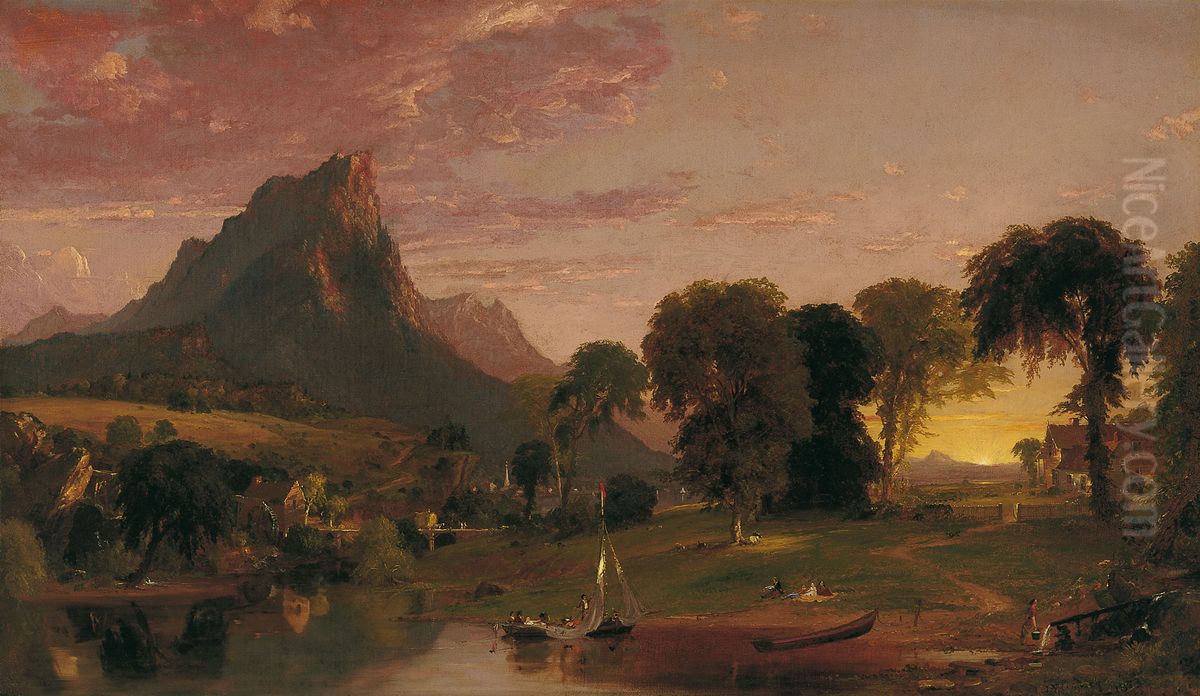 View near Sherburne, Chenango County, New York Oil Painting by Jasper Francis Cropsey