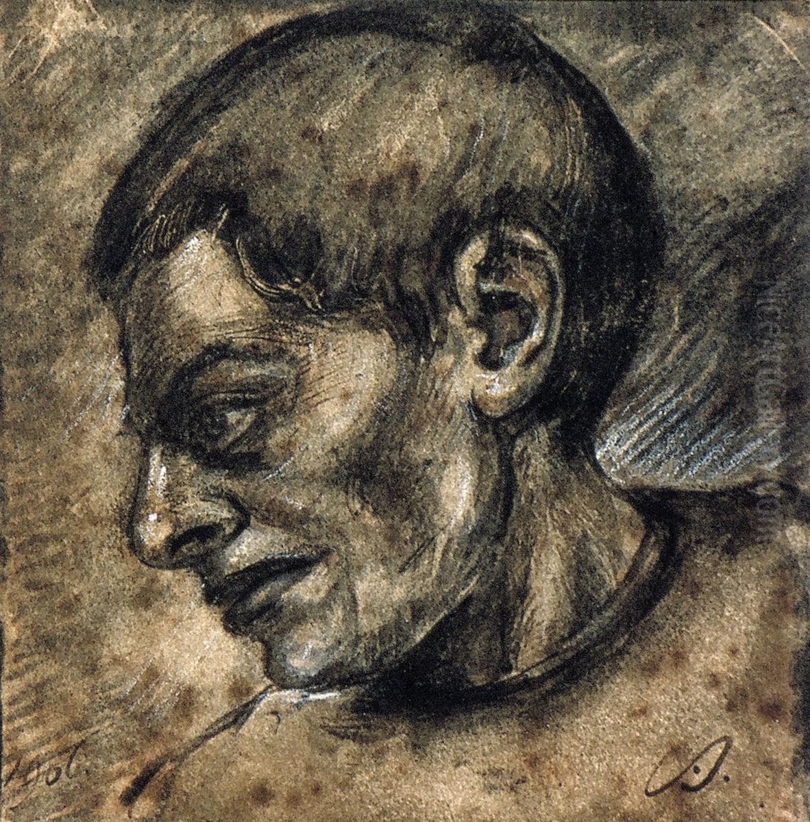 Head of a Worker Oil Painting by Theo van Doesburg