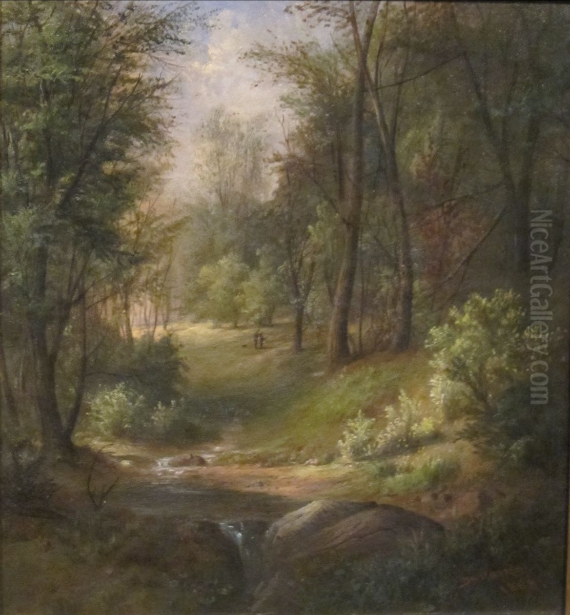 Woodland Pool Oil Painting by Robert Seldon Duncanson