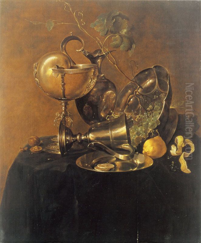 Still Life with a Nautilus Cup Oil Painting by Jan Davidsz. De Heem