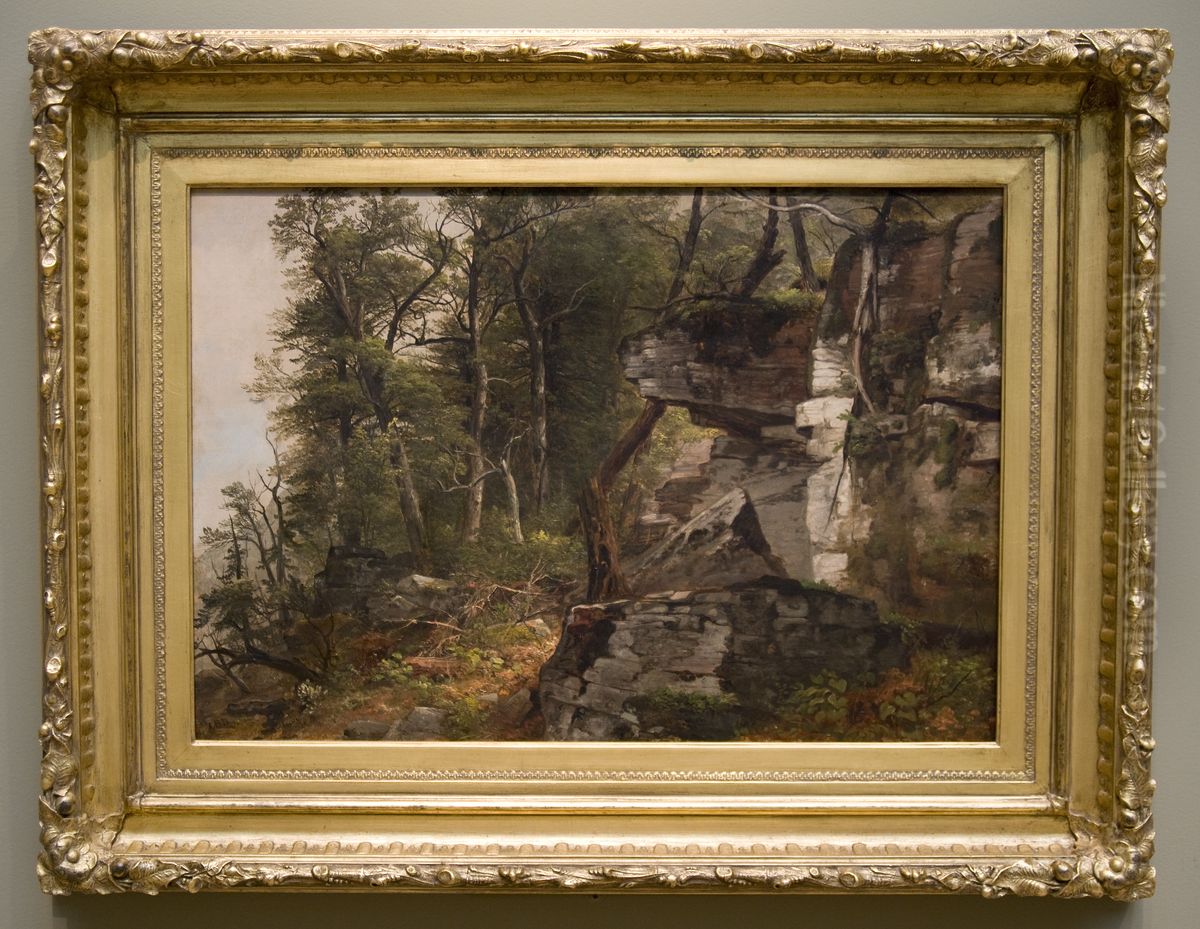Trees on a Rocky Hillside Oil Painting by Asher Brown Durand