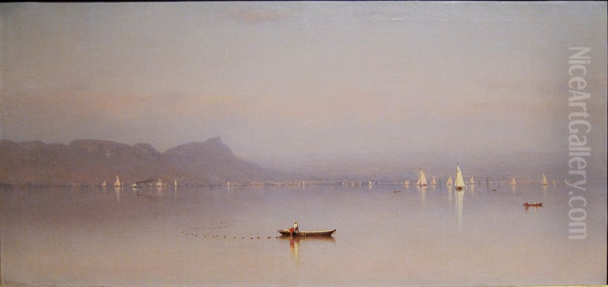 Morning in the Hudson, Haverstraw Bay Oil Painting by Sanford Robinson Gifford