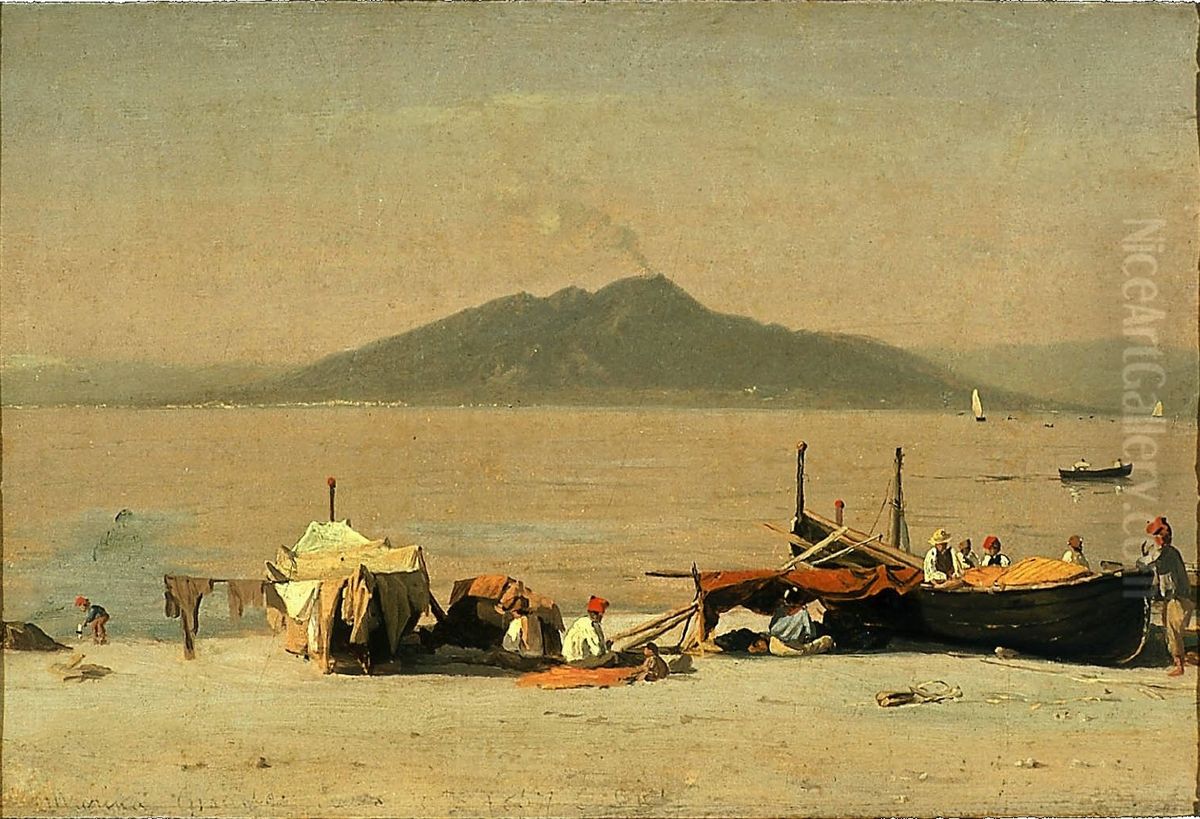 Mount Vesuvius from Marina Grande, Capri Oil Painting by Sanford Robinson Gifford