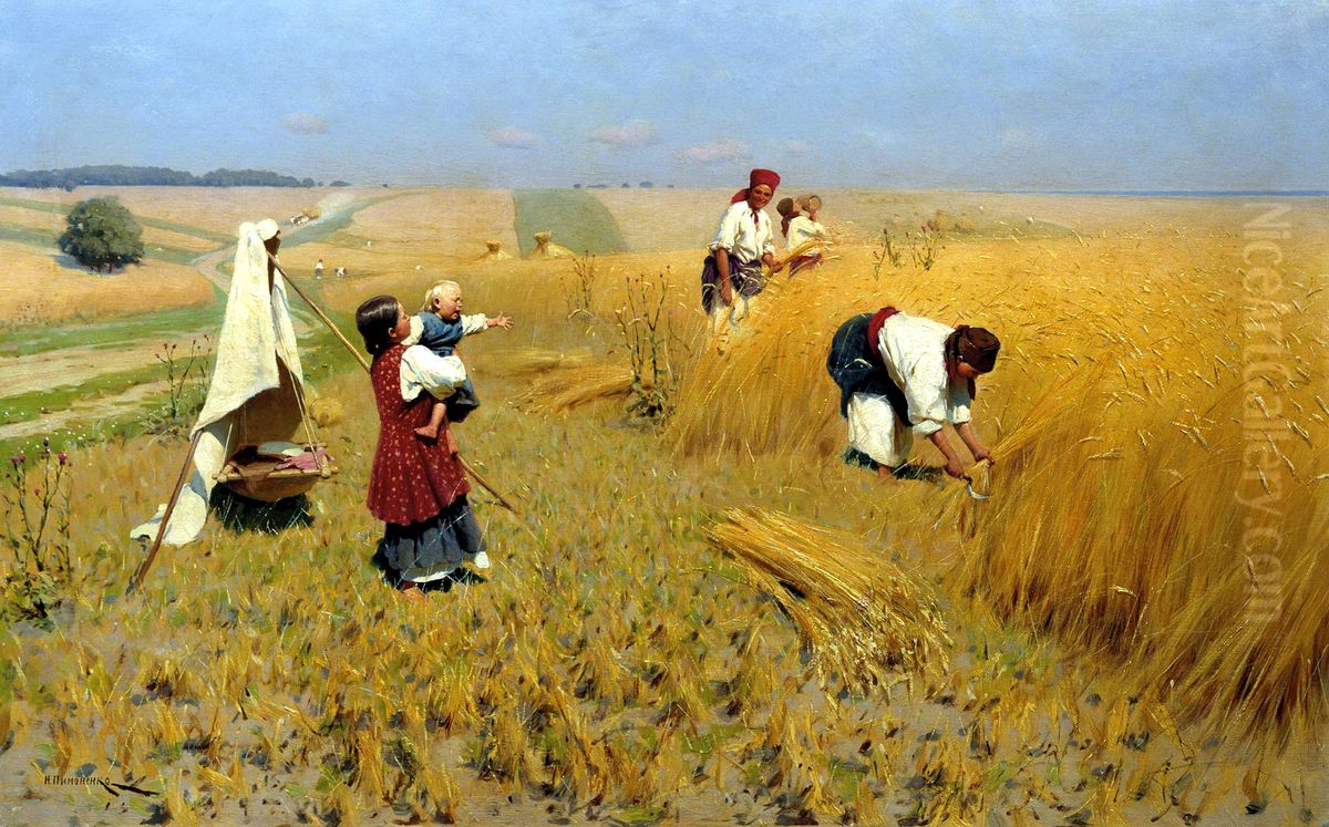 Zniva v Ukraini Oil Painting by Mykola Pymonenko