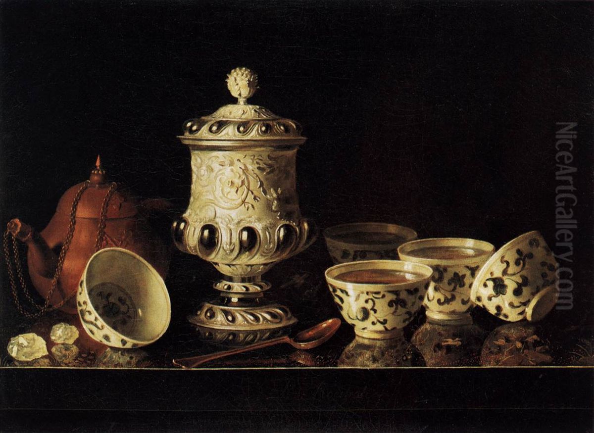 Stillleben mit chinesischen Teeschalen Oil Painting by Pieter Gerritsz van Roestraten