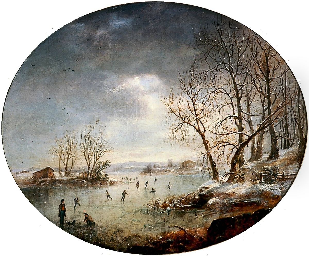 Winter Scene in New Jersey Oil Painting by Regis Francois Gignoux