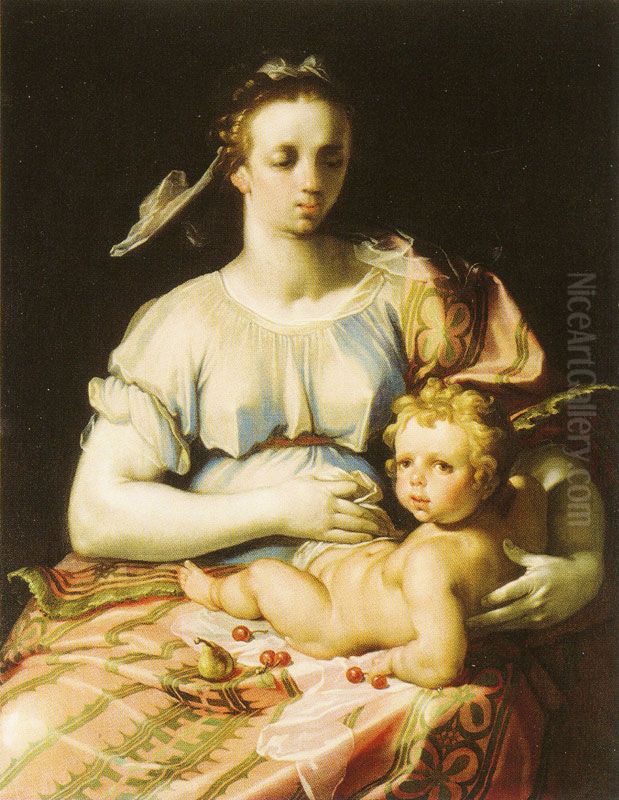 Madonna and Child Oil Painting by Cornelis van Haarlem