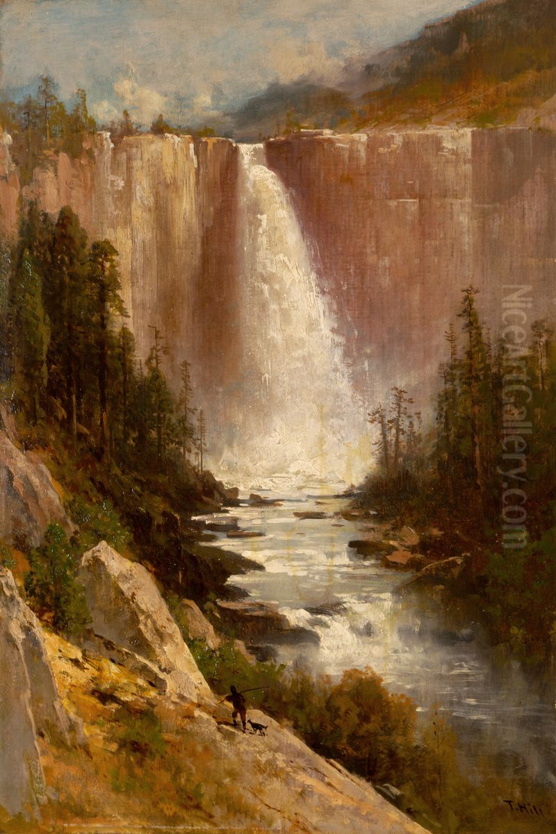 Nevada Falls, Yosemite Oil Painting by Thomas Hill