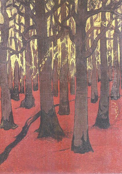 La foret au sol rouge Oil Painting by Georges Lacombe