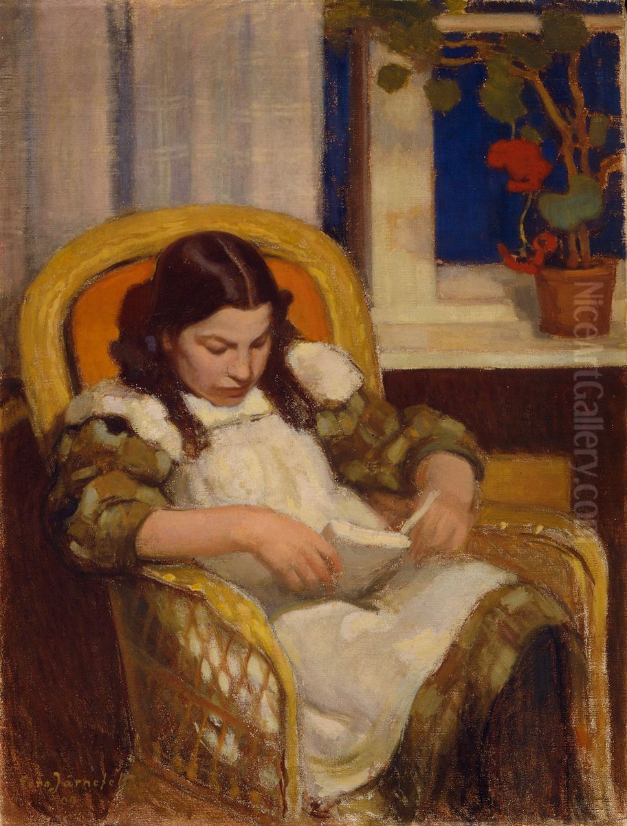 Girl Reading Oil Painting by Eero Jarnefelt